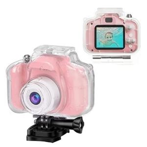 Waterproof Digital Camera & Camcorder 1080P HD 12MP for Kids - Pink
